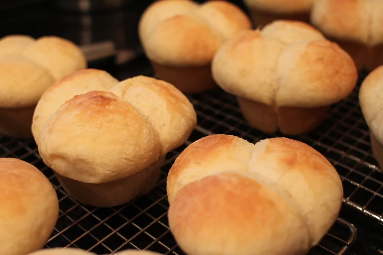 round loafs of bread sitting on a rack