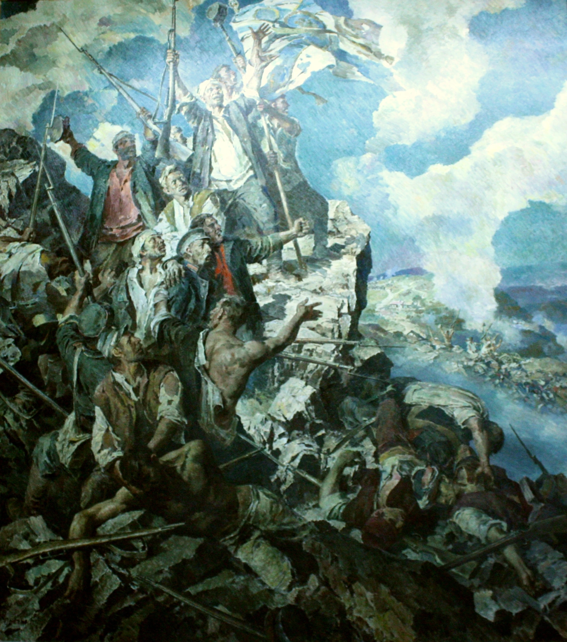 a painting of a very large group of men on horses