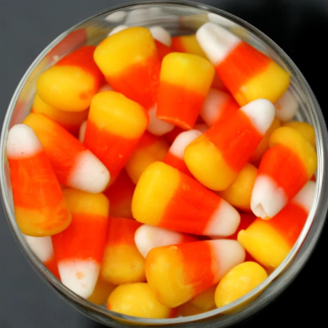 a close up view of some candy corn