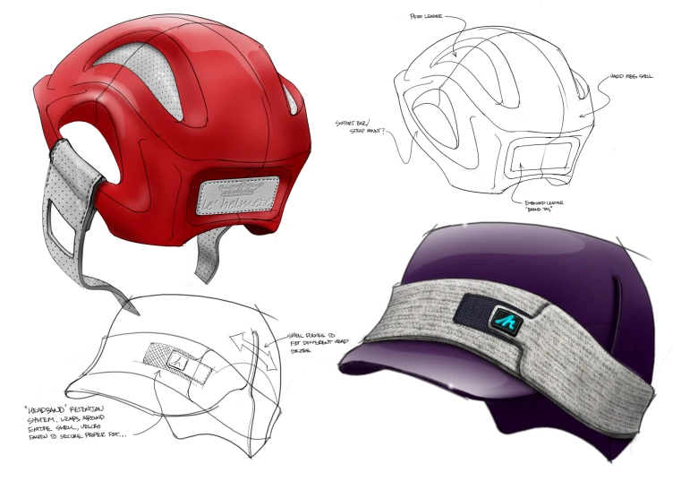 a helmet with the visor attached, and another drawing