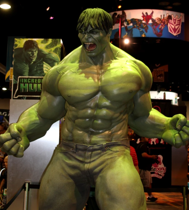 an action - packed hulk man with an intense grin