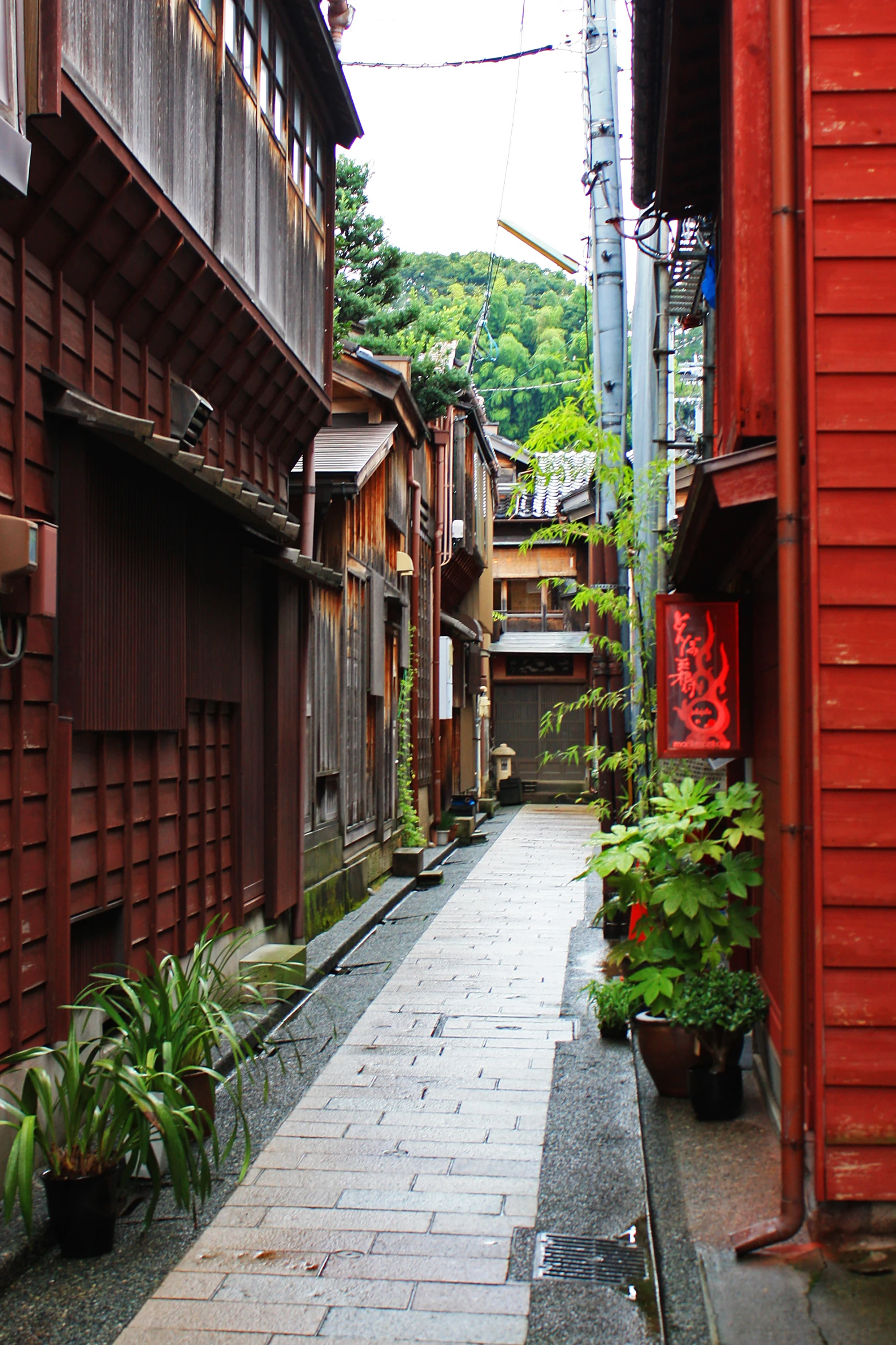 an alley way in a small asian town