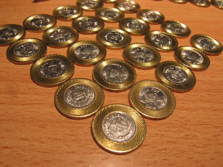 a group of six different kinds of coins