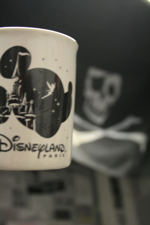 a cup that has a disneyland parks image on it