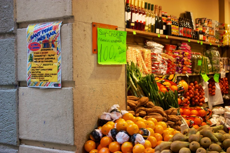 a vegetable stand has many different fruits