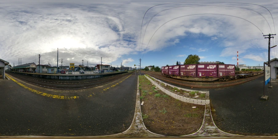 some trains are passing through the camera lens