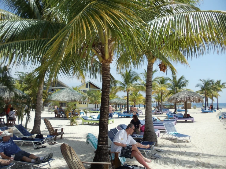 people relaxing on the sand at a beach