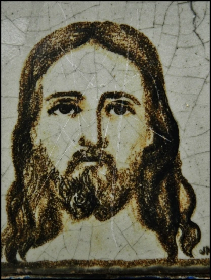 there is a painting of jesus with many lines
