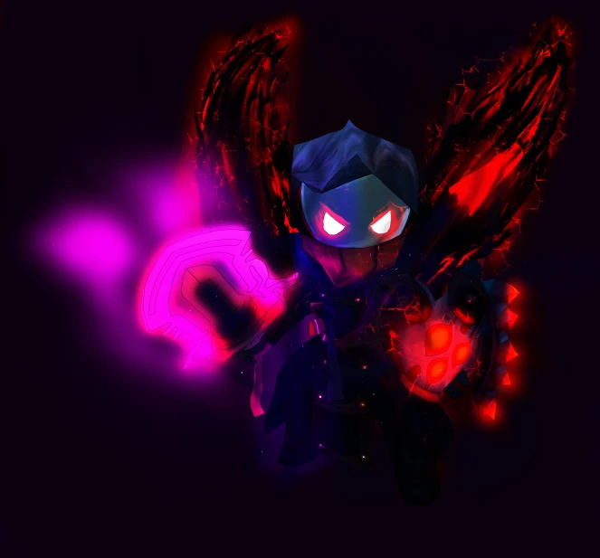 this image shows the red background, the purple light, and a demonic demon face