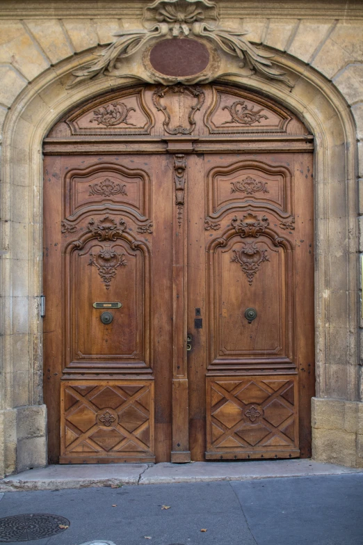 an old church door with decorative carving