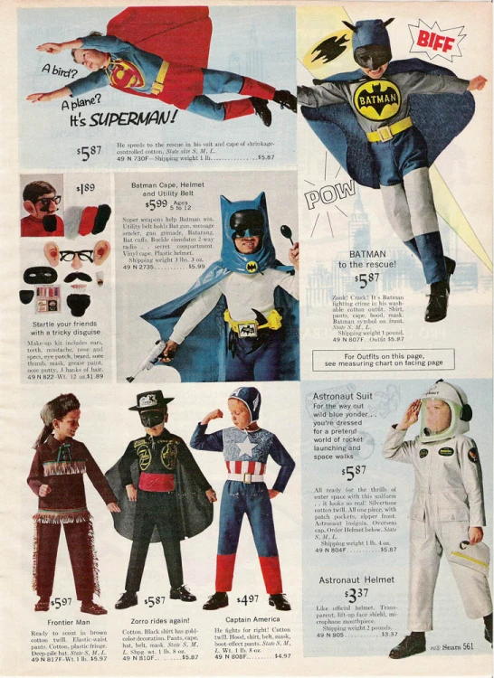 a person is standing in various costumes in an old magazine