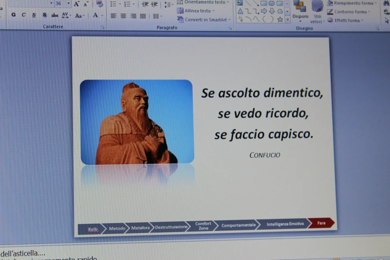 a computer screen showing an italian quote