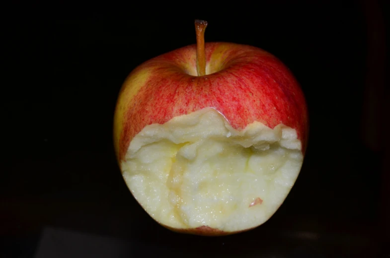 the apple is sliced and in pieces