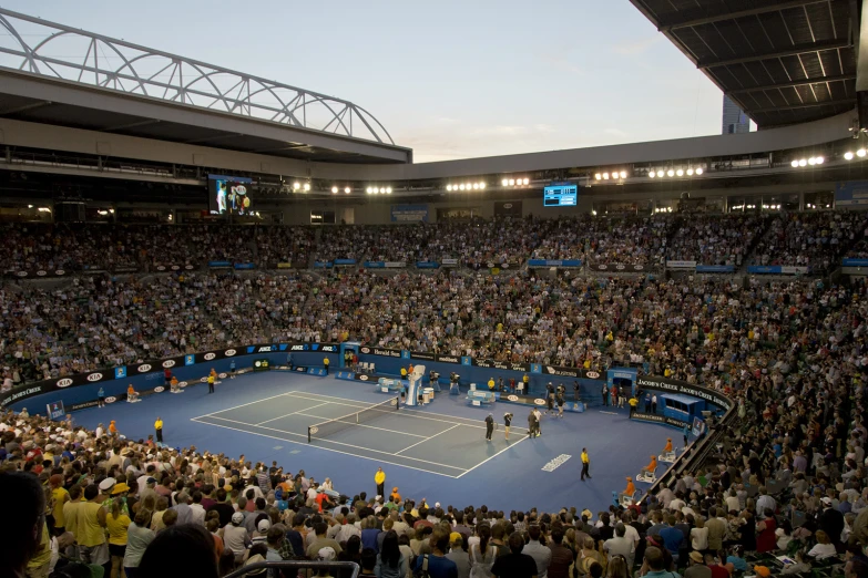 an image of an arena playing tennis in a match