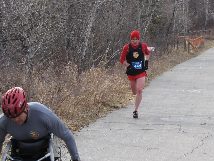 a person that is running in a bike race