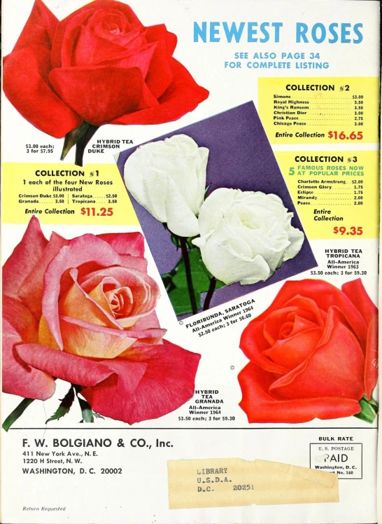 a magazine page has a bunch of different flowers