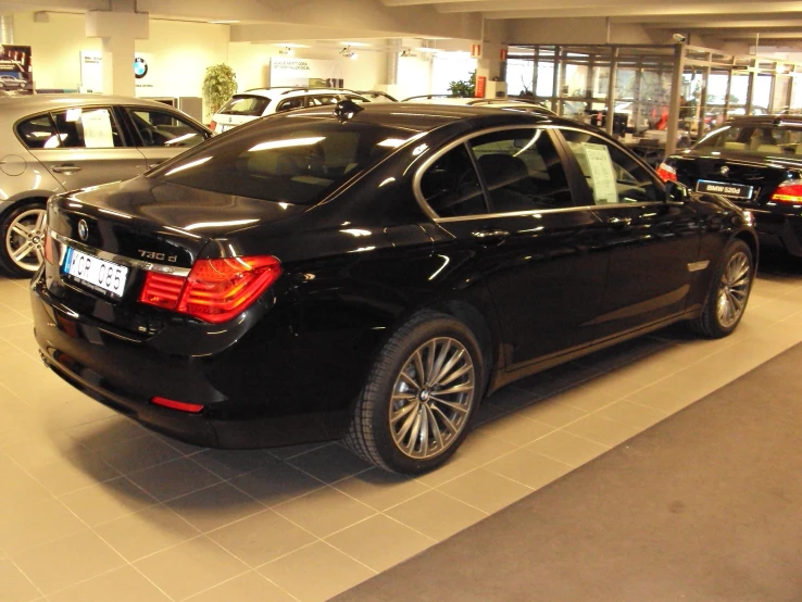 a bmw dealership has cars on display