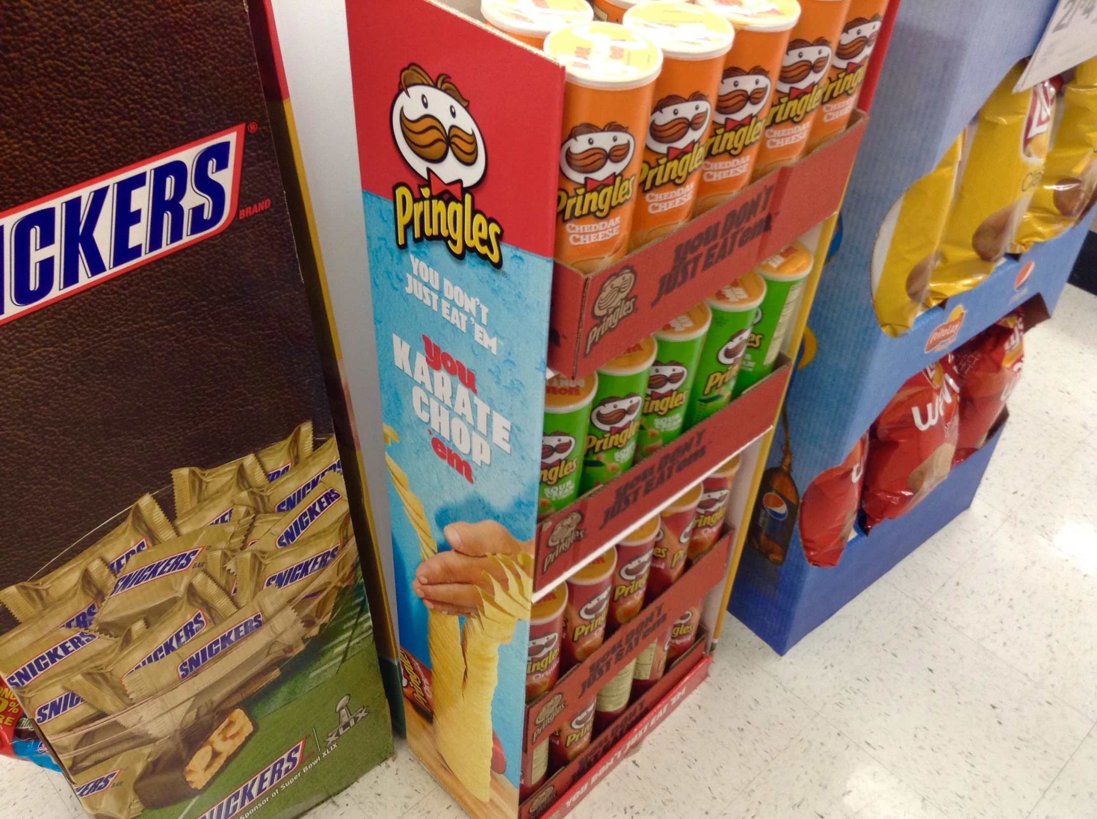 the display case for mickey's frozen sodas has a huge stack