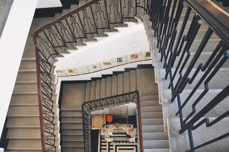 an overhead s of the interior of a staircase