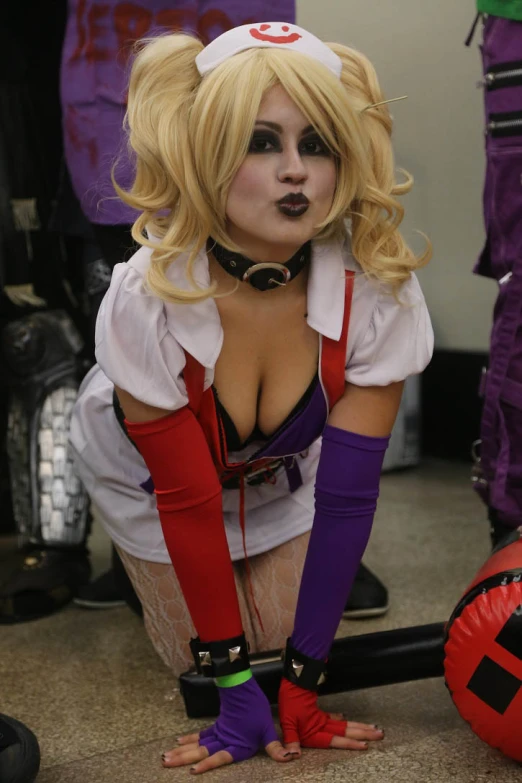 a woman in a cosplay is posing for a po