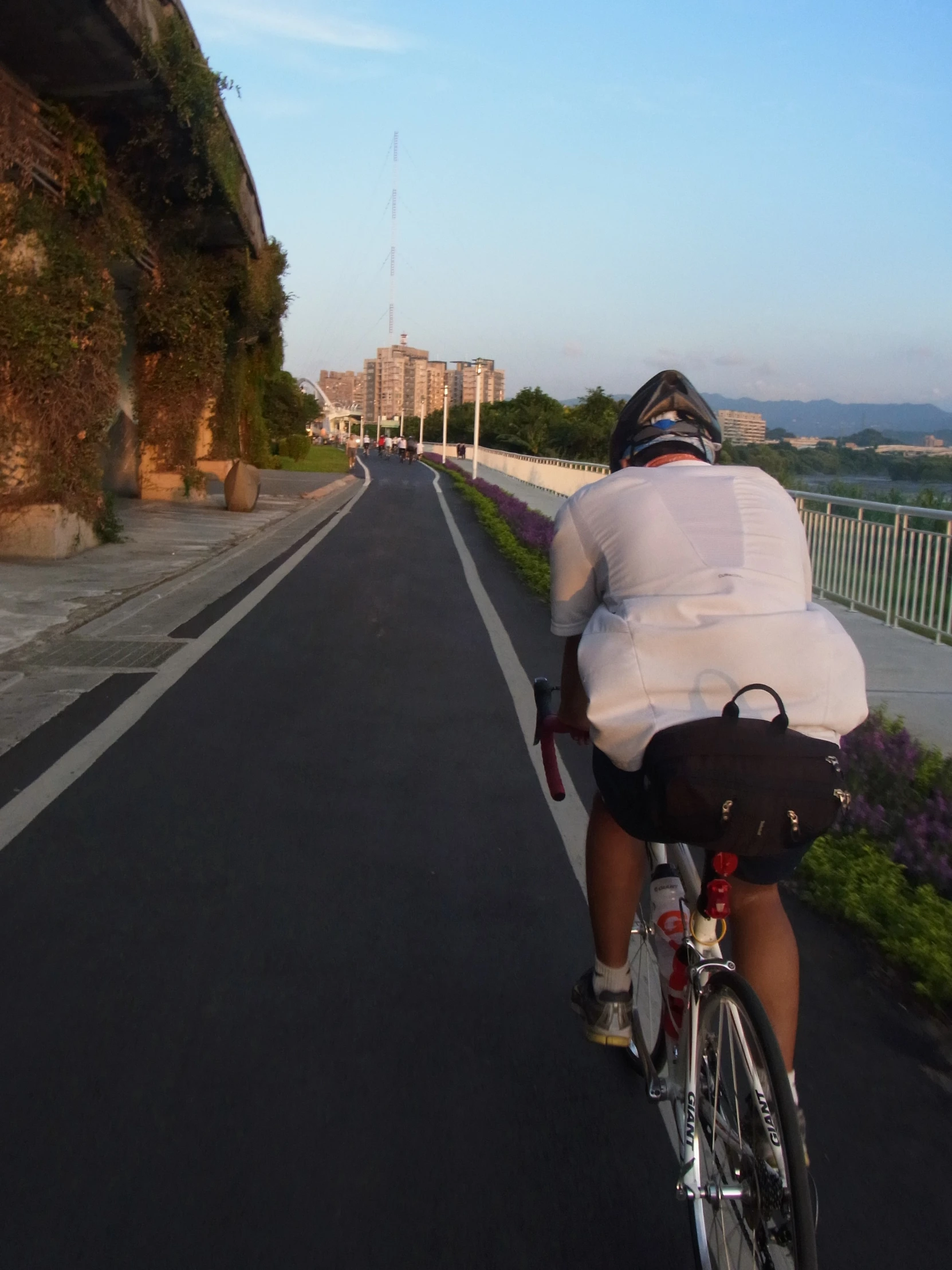 a person on a bicycle on the road