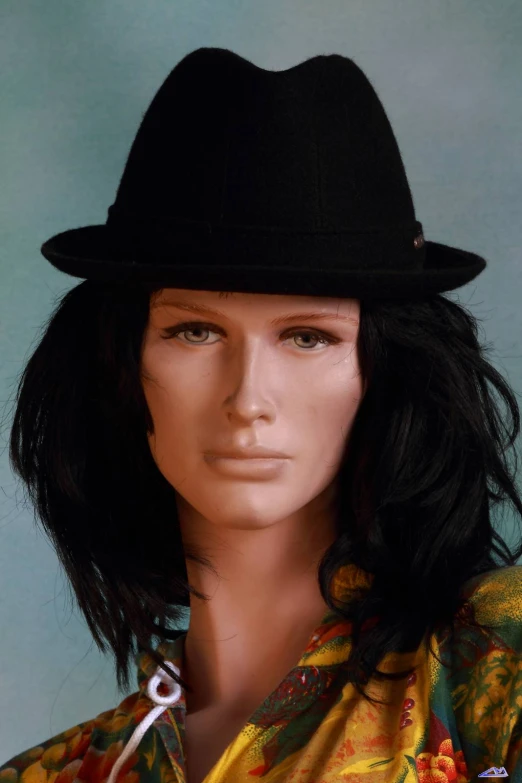 a wig and hat on display in a store