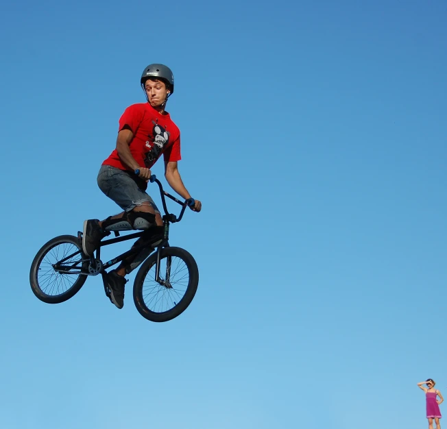 a person that is on a bike in the air