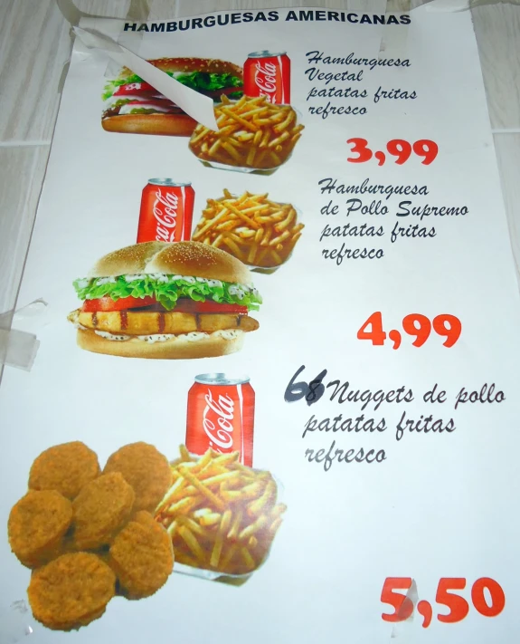 a menu for different kinds of french fries