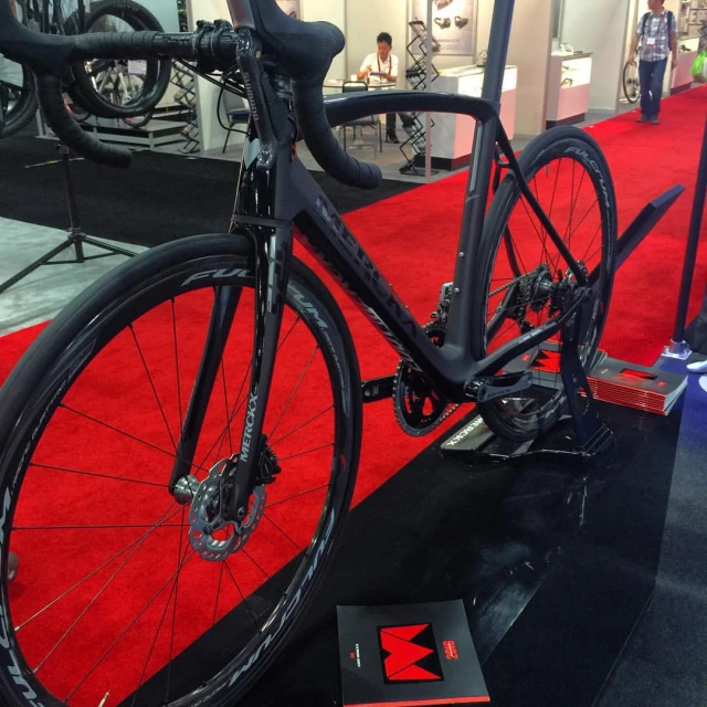 a bike on display for viewing at an expo