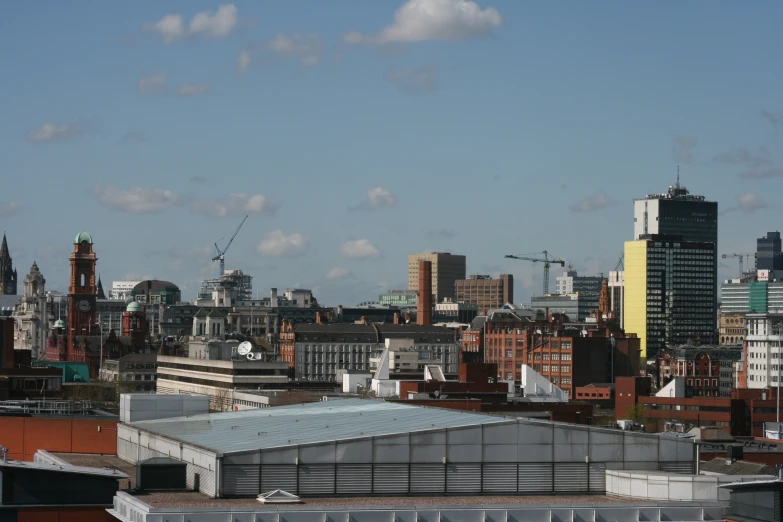 an overview of a city skyline in england