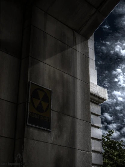 a very dark wall with a radioactive symbol on it