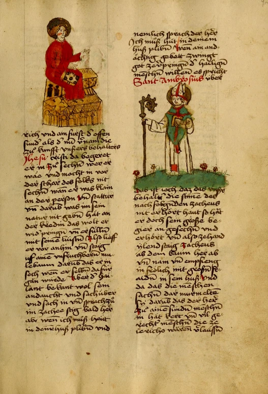 the pages of an old mcript with medieval writing