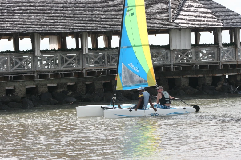 a man on a boat in the middle of a river