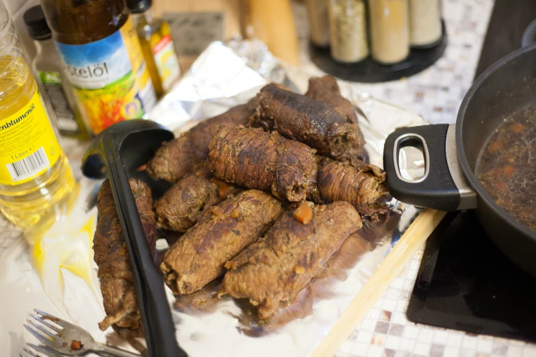 several pieces of food are sitting on a table