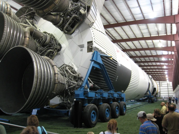 a very big nice looking space shuttle being displayed