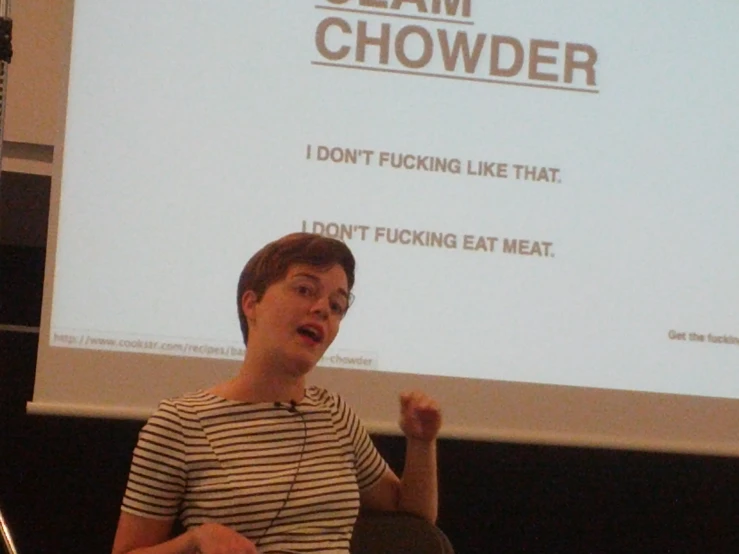 a man giving a presentation on how to eat