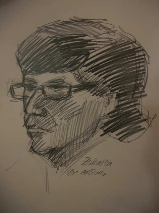 a drawing of a person with glasses on