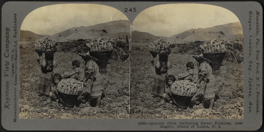 three antique pos of people on a desert with mountains