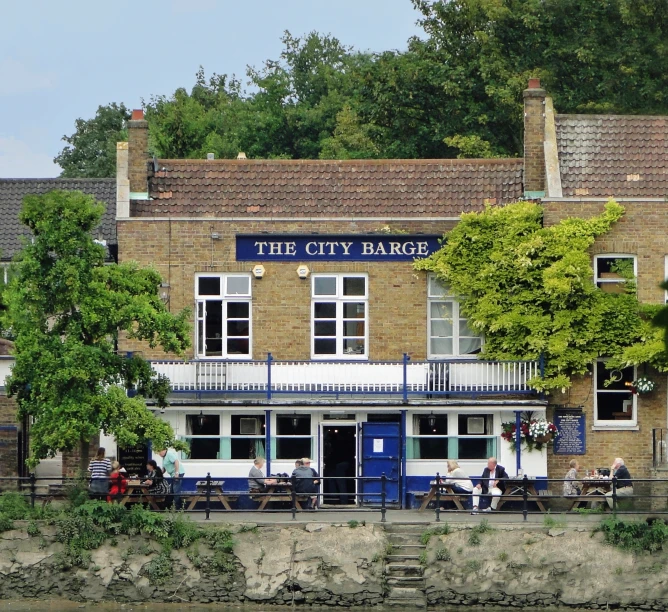 the city barge is situated along the river