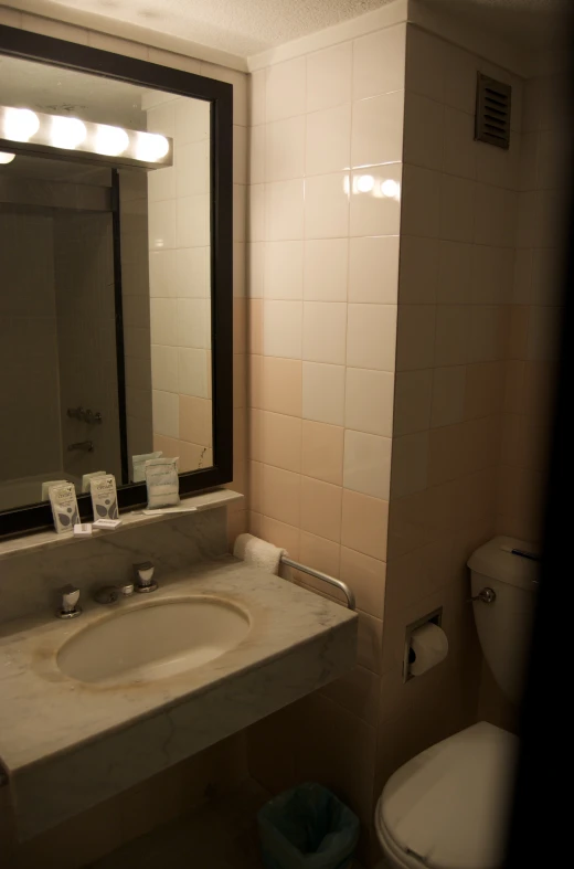 a el bathroom with a sink, toilet and a mirror