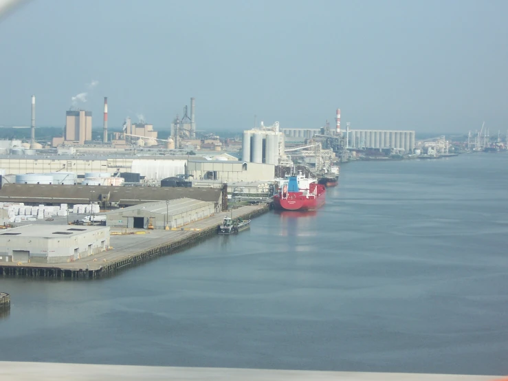 a large boat is docked in the harbor