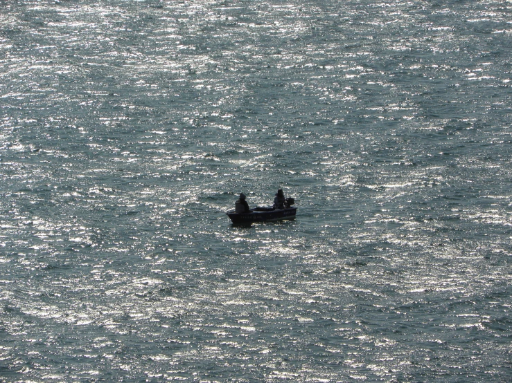 two people in a boat with two birds on it