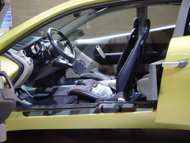 the interior of an automobile car that is slightly yellow