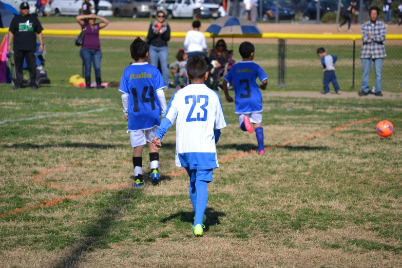 two s are chasing after the soccer ball