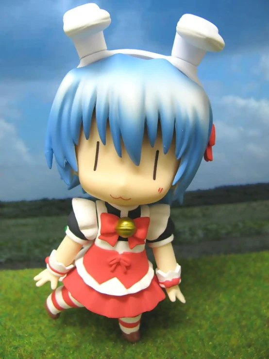 a picture of anime anime characters, a girl with blue hair wearing a dress