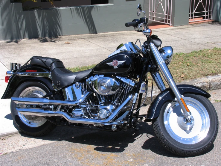 a black and chrome motorcycle on the street