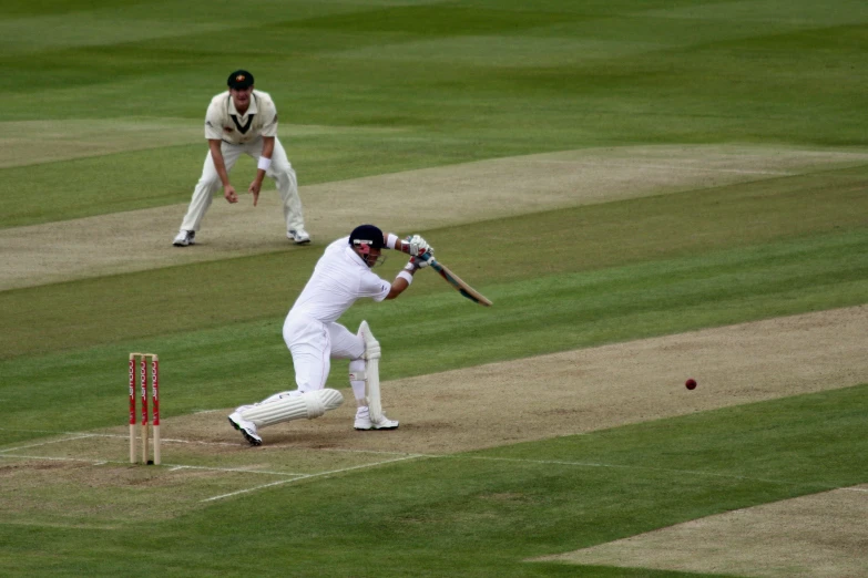 a man playing a game of cricket while holding a bat