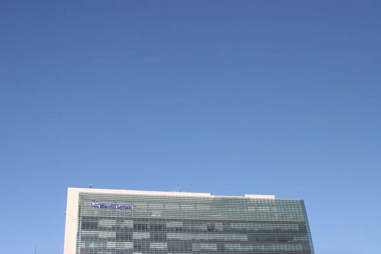 the corner of the building and blue sky