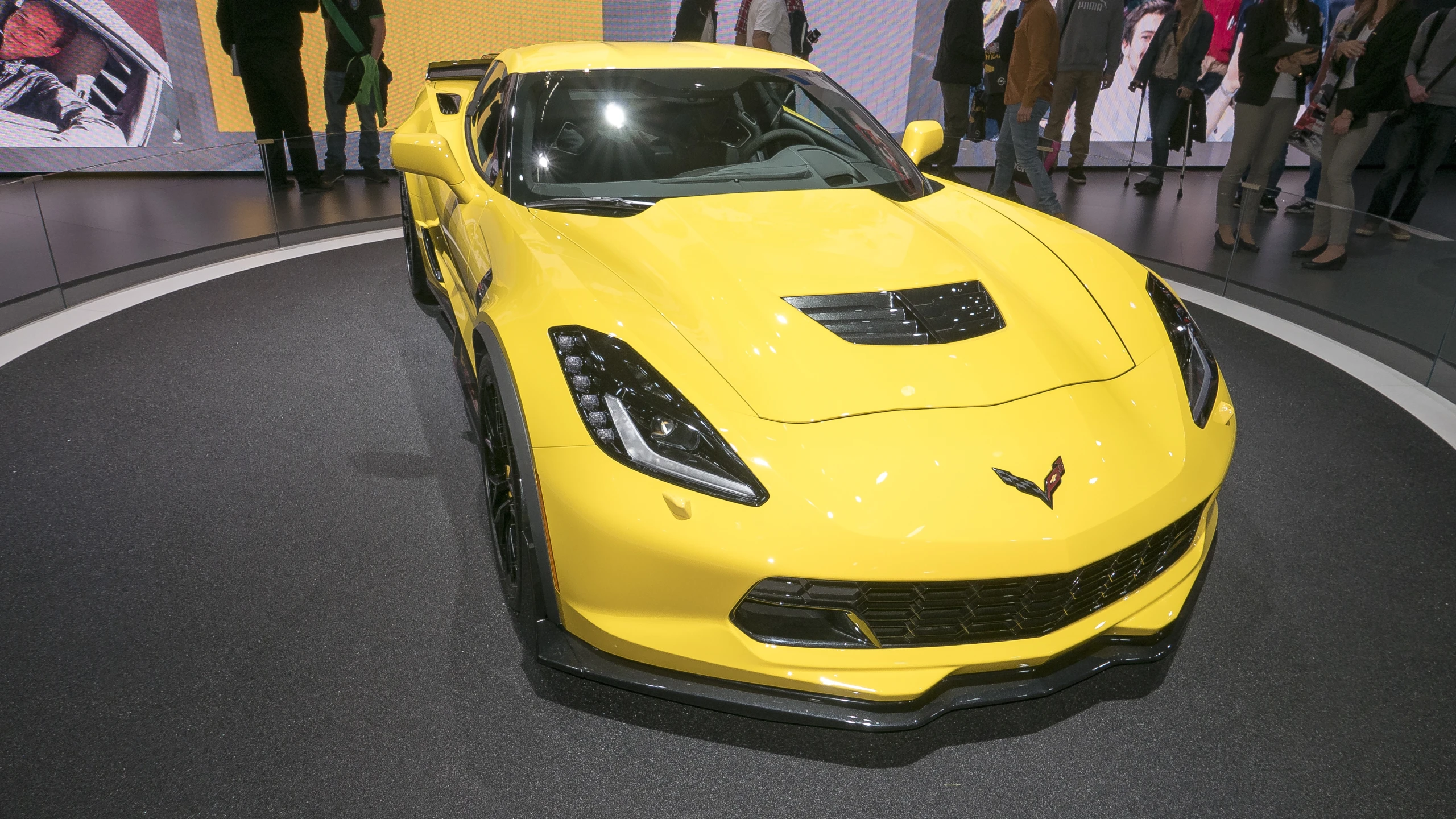 the chevrolet cars is parked on the show floor