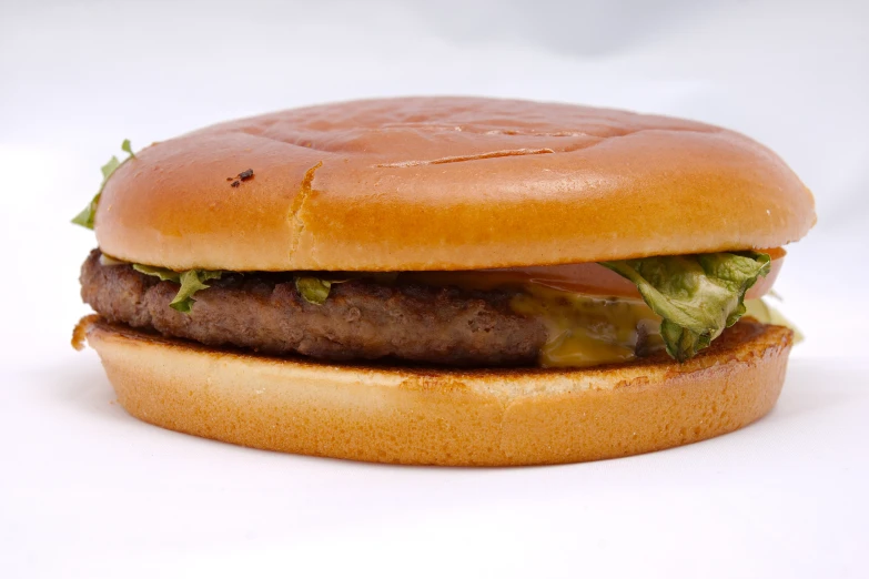 the hamburger is made to look like a burger with green vegetables on it